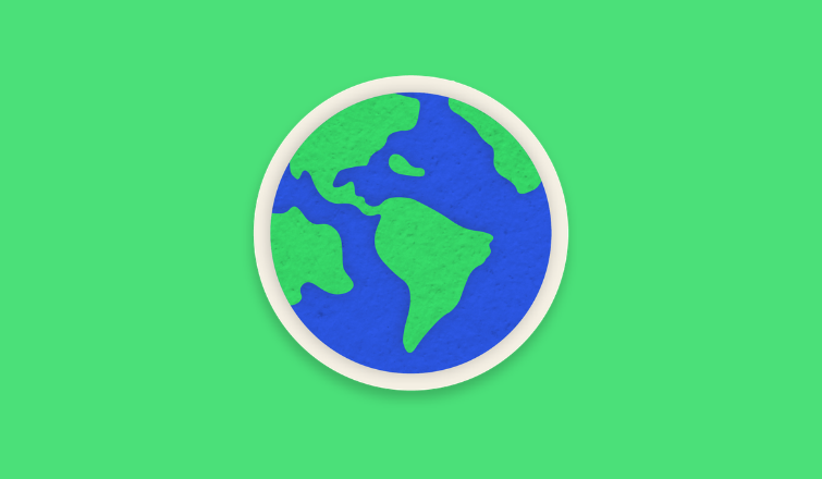 An outline of the world on a green background.